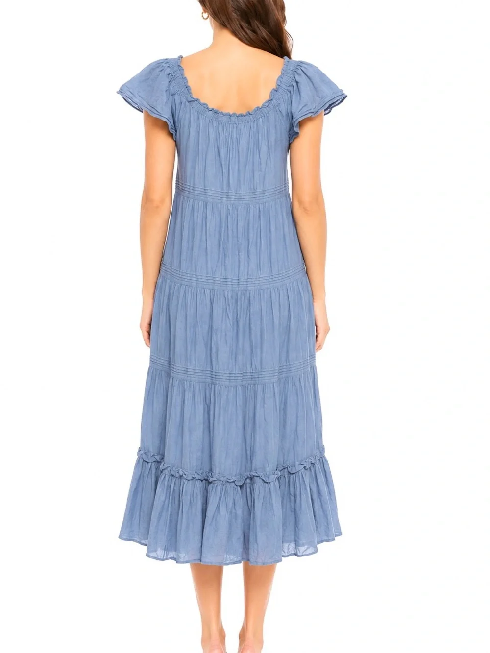 THE GREAT. Nightingale Smocked Tiered Midi Dress - Picture 2 of 10